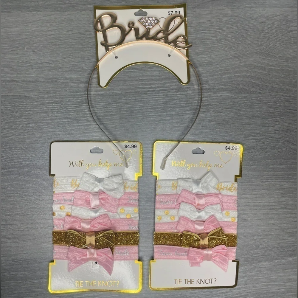Bride Gold Headpiece and 12 pc Bridal Hair Ties